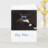 Coole Katze Geburtstag Karte (Gelbe Blume)