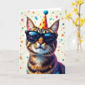 Coole Katze Geburtstagskarte Karte (Gelbe Blume)