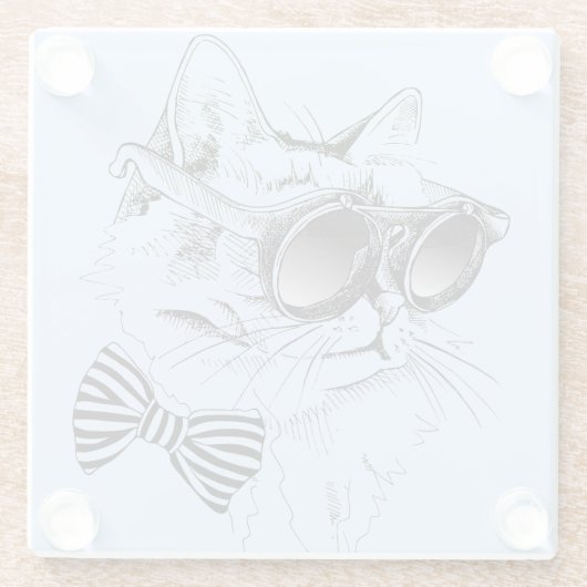 Coole Katze Glasuntersetzer (Rückseite)