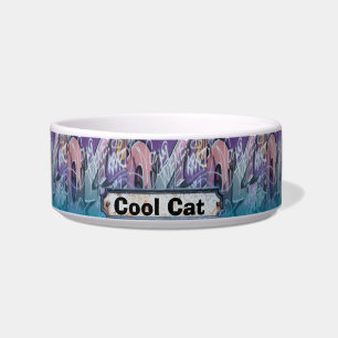 Coole Katze Graffiti Blau Lila Schild Napf