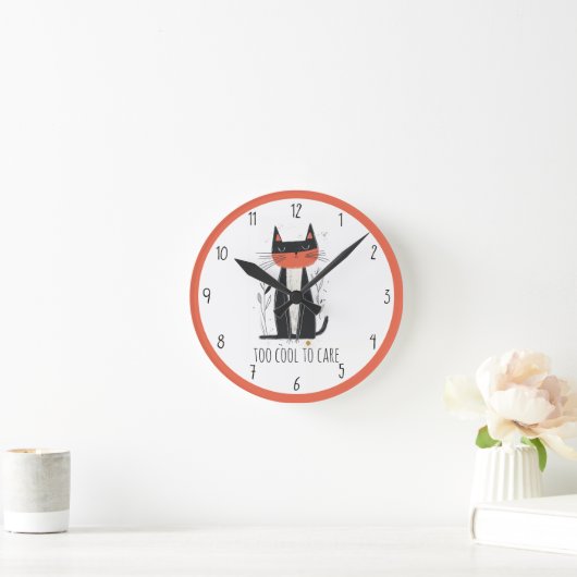 Coole Katze-Illustration Runde Wanduhr (Zuhause)