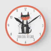 Coole Katze-Illustration Runde Wanduhr (Vorderseite)