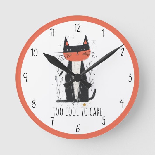 Coole Katze-Illustration Runde Wanduhr (Vorderseite)