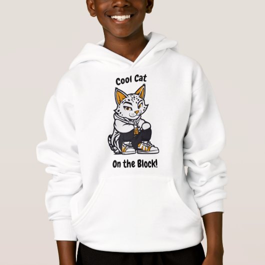 Coole Katze im Block | Stylish Lynx Kids Hoodie (Vorderseite)