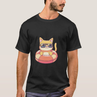 Coole Katze im Sommerurlaub-Reise-Comic T-Shirt