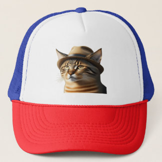 Coole Katze in Fedora Trucker Hat Truckerkappe