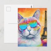 Coole Katze in Paris Postkarte (Vorne/Hinten)