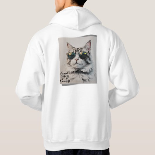 Coole Katze in Schatten - Gute Dinge kommen Hoodie (Rückseite)