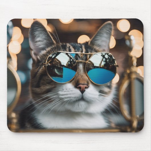 Coole Katze in Sonnenbrille, Katze Mousepad (Vorne)