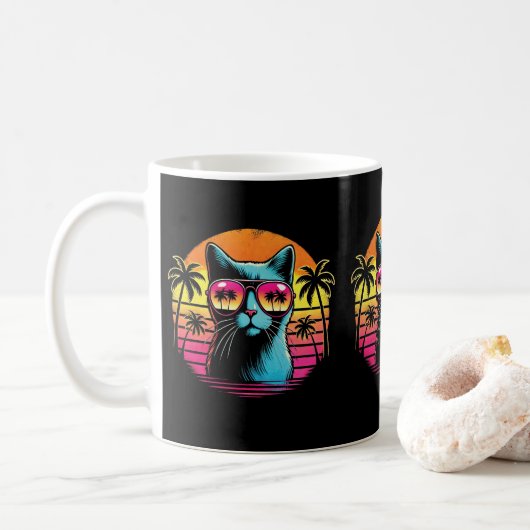 Coole Katze in Sonnenbrille Katzen Liebhaber & Bes Kaffeetasse (Mit Donut)