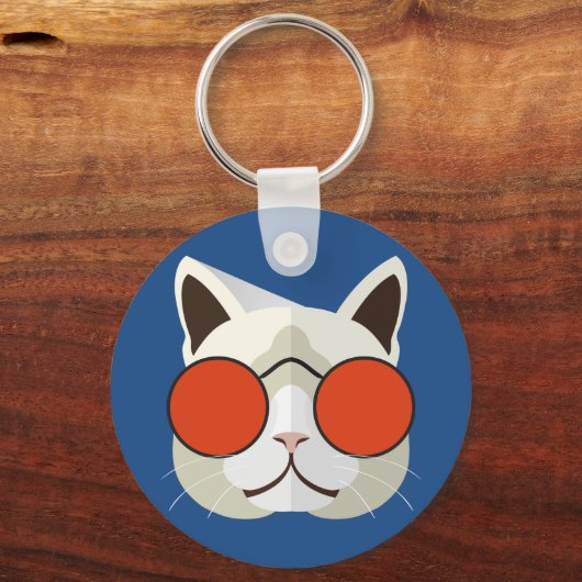 Coole Katze in Sonnenbrille Schlüsselanhänger (Vorderseite)