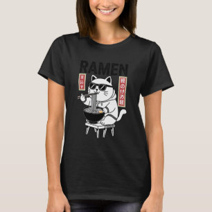 Coole Katze isst Ramen auf japanische Art für M T-Shirt
