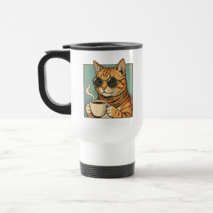 Coole Katze Kaffee Retro-Style-Design für Katzenli Reisebecher