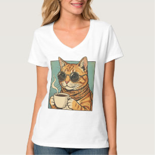 Coole Katze Kaffee Retro-Style-Design für Katzenli T-Shirt