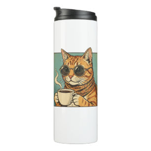 Coole Katze Kaffee Retro-Style-Design für Katzenli Thermosbecher
