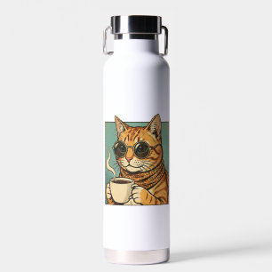 Coole Katze Kaffee Retro-Style-Design für Katzenli Trinkflasche