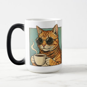 Coole Katze Kaffee Retro-Style-Design für Katzenli Verwandlungstasse