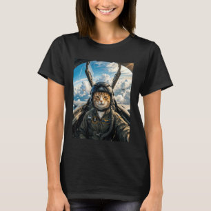 Coole Katze-Kampfjet-Pilot Grafik T-Shirt