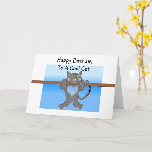 Coole Katze Karte (Gelbe Blume)