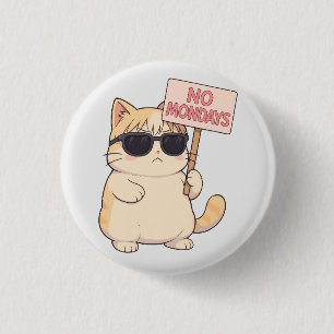 Coole Katze Kein Montag Ästhetik Meme Button