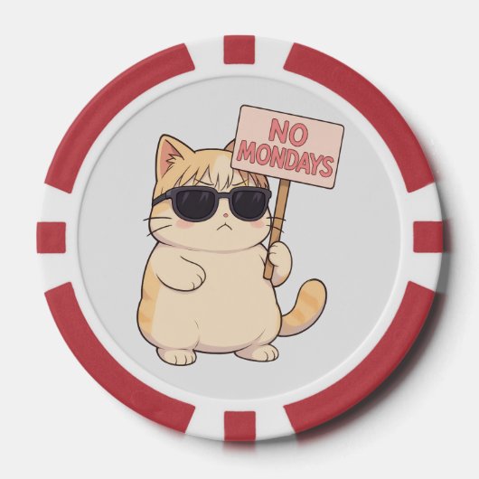 Coole Katze Kein Montag Ästhetik Meme Pokerchips (Vorderseite)