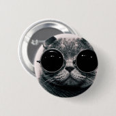 coole Katze Kool Kat mit Sonnenbrille Button (Vorne & Hinten)