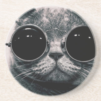coole Katze Kool Kat mit Sonnenbrille Getränkeuntersetzer