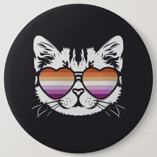 Coole Katze Lesbian-Flagge Button (Vorderseite)