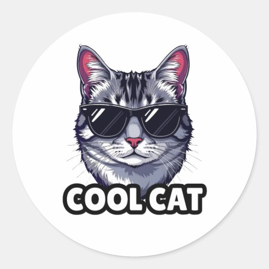 Coole Katze Lustiger Aufkleber (Vorderseite)