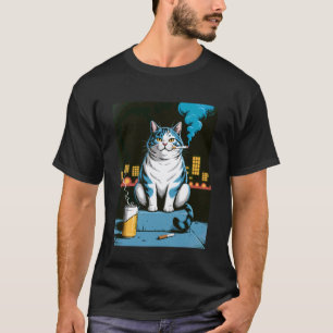 Coole Katze Meme raucht Zigarette & Bier Humor T-Shirt
