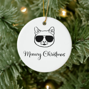 coole Katze "Meowy Christmas" in Shades Keramik Ornament