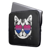 Coole Katze mit Bisexueller Flaggenbrille Laptopschutzhülle (Vorderseite Links)