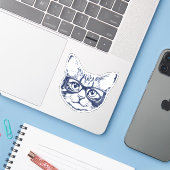 Coole Katze mit Brille Aufkleber (Laptop mit iPhone)