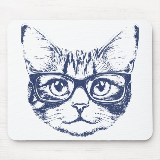 Coole Katze mit Brille Mousepad (Vorne)