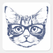 Coole Katze mit Brille Quadratischer Aufkleber (Vorderseite)