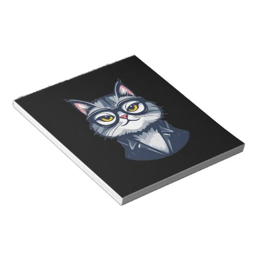 Coole Katze mit Brillen Notepad Notizblock (angewinkelt)