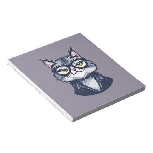 Coole Katze mit Brillen Notepad Notizblock (angewinkelt)