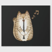 Coole Katze mit Klarinettendesign Hippy-Hipster Geschenkpapier (Flach)