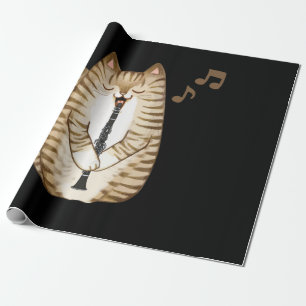 Coole Katze mit Klarinettendesign Hippy-Hipster Geschenkpapier