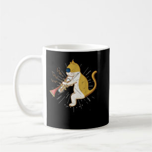 Coole Katze mit Klarinettendesign Hippy-Hipster Kaffeetasse
