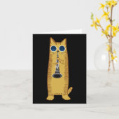 Coole Katze mit Klarinettendesign Hippy-Hipster Karte (Gelbe Blume)