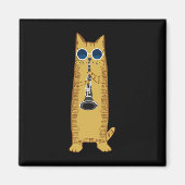 Coole Katze mit Klarinettendesign Hippy-Hipster Magnet (Vorne)