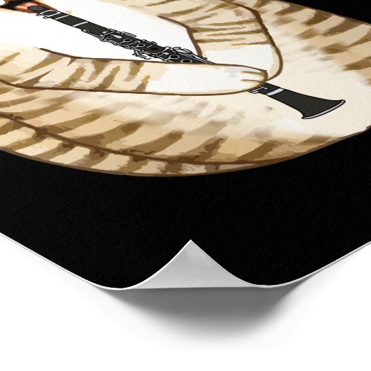 Coole Katze mit Klarinettendesign Hippy-Hipster Poster (Ecke)