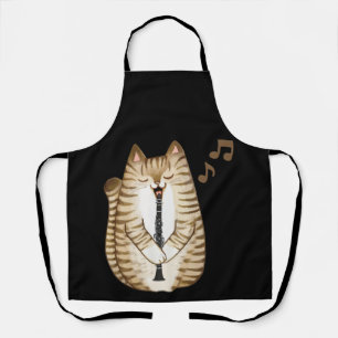 Coole Katze mit Klarinettendesign Hippy-Hipster Schürze