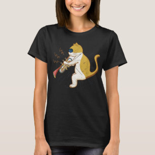 Coole Katze mit Klarinettendesign Hippy-Hipster T-Shirt