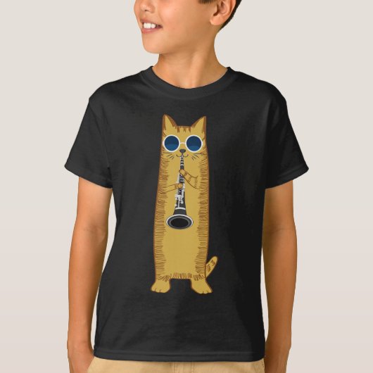 Coole Katze mit Klarinettendesign Hippy-Hipster T-Shirt (Vorderseite)