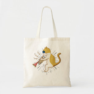 Coole Katze mit Klarinettendesign Hippy-Hipster Tragetasche