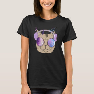 Coole Katze mit Kopfhörern I Animationen Musik T-Shirt