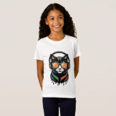 Coole Katze mit Kopfhörern und Sonnenbrille T-Shirt (Vorne ganz)