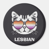 Coole Katze mit Lesbenbrille Funny Sapphic Magnet (Vorne)